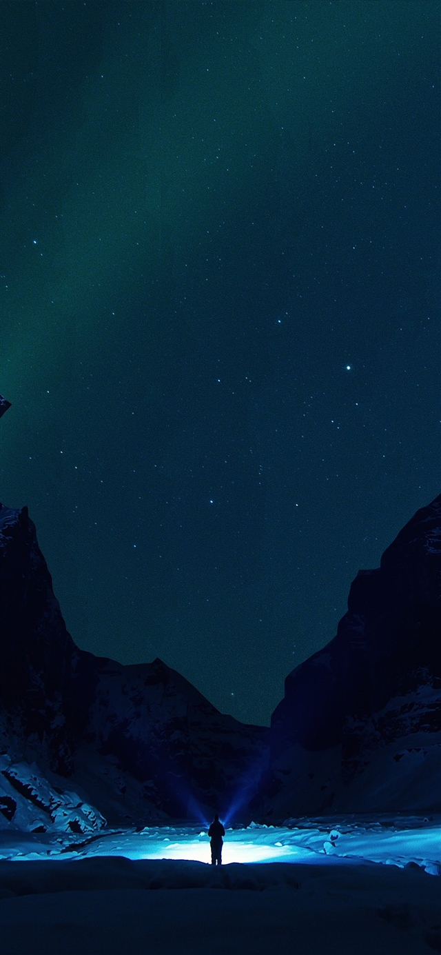 1125x2436 Winter dark night mountain - winter iPhone X Wallpaper