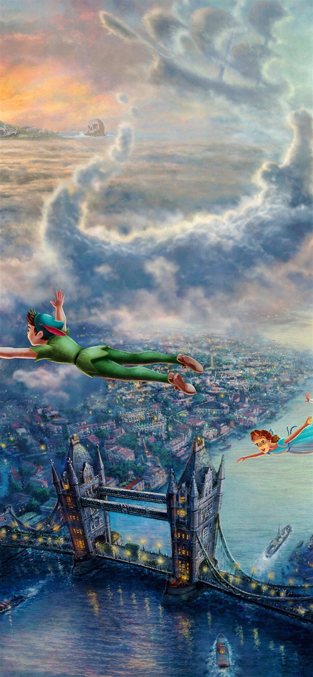 1125x2436 Peterpan illust art - orange iPhone X Wallpaper