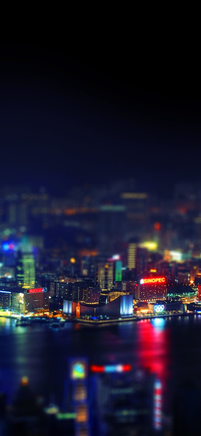 1125x2436 Hongkong city night - bokeh iPhone X Wallpaper