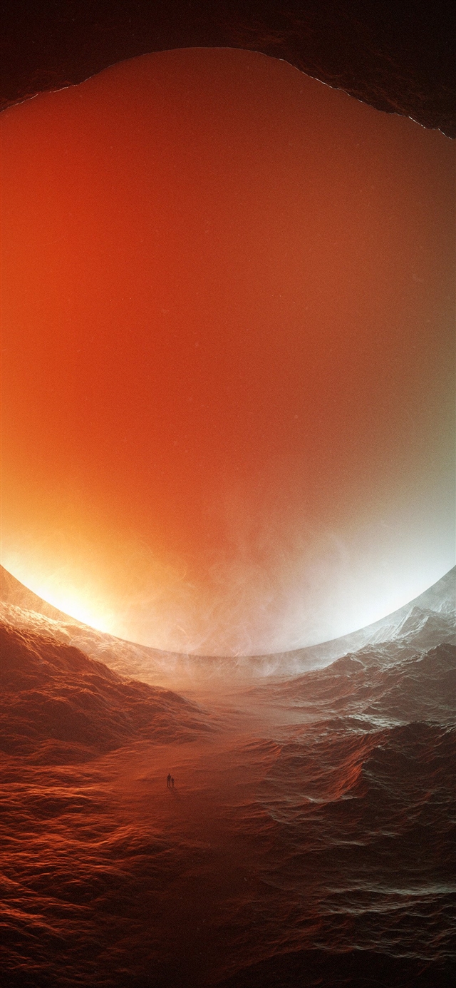 1125x2436 Space red sun art illustration - illustration iPhone X Wallpaper