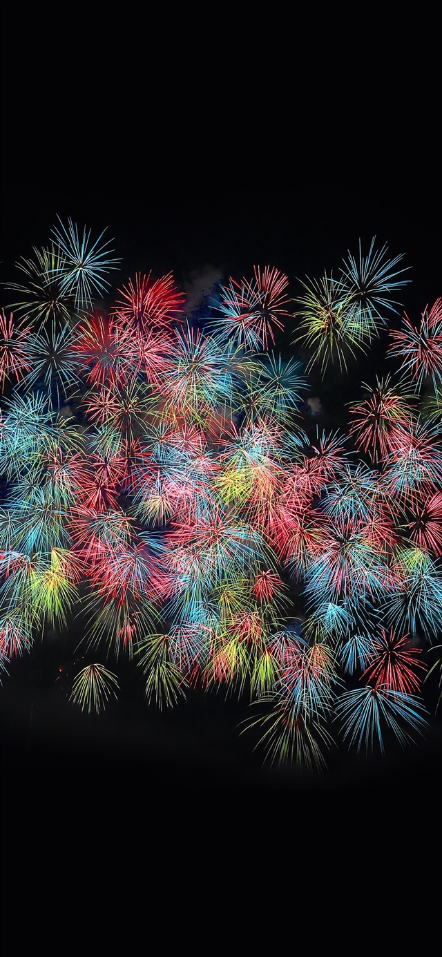 1125x2436 Firework art pastel night dark color - yellow iPhone X Wallpaper