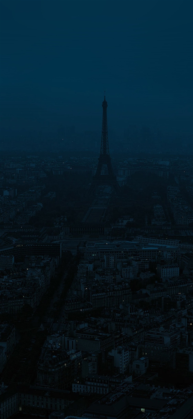 1125x2436 Paris dark blue city - illustration iPhone X Wallpaper
