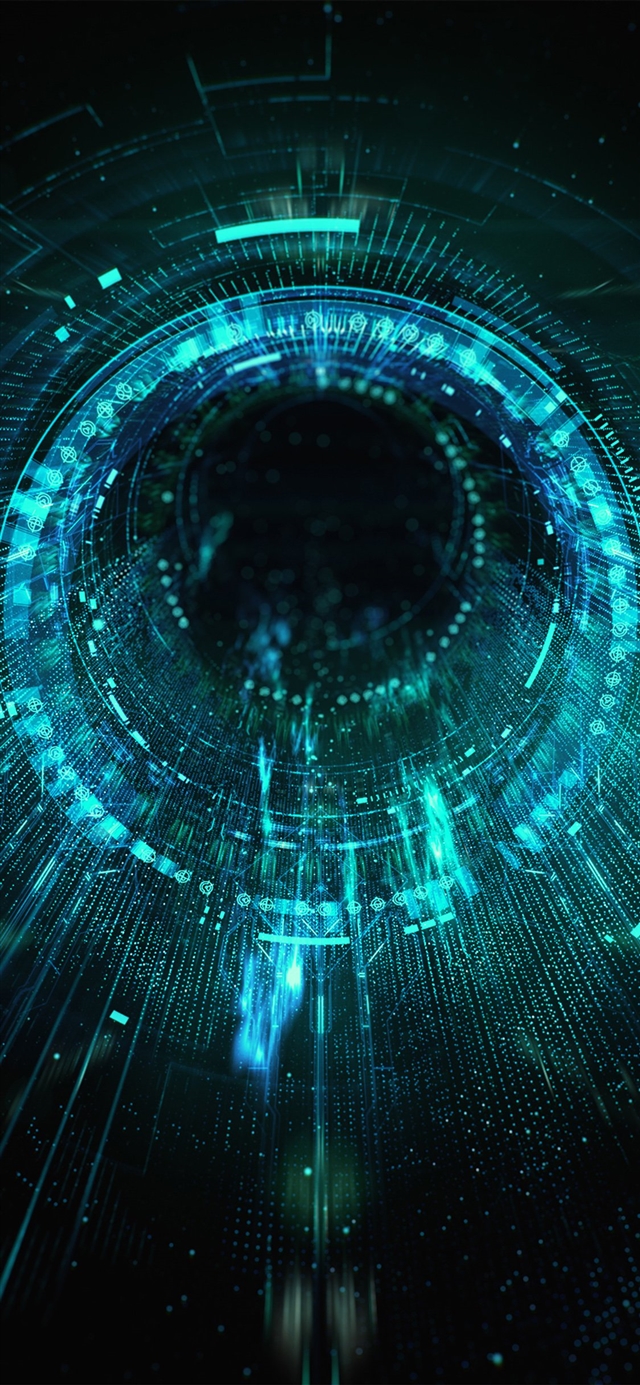 1125x2436 Circle blackhole blue digital illustration art - aesthetic iPhone X Wallpaper