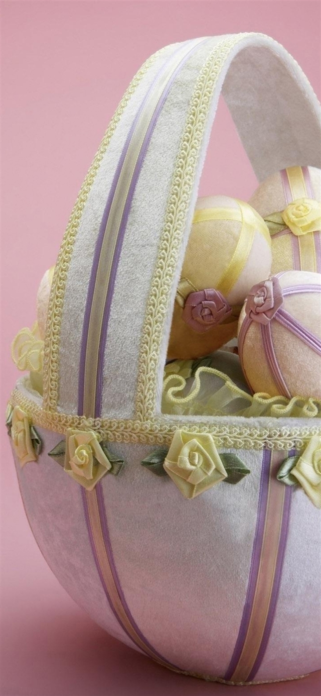1125x2436 Easter holiday basket eggs flowers beauty background - background iPhone X Wallpaper