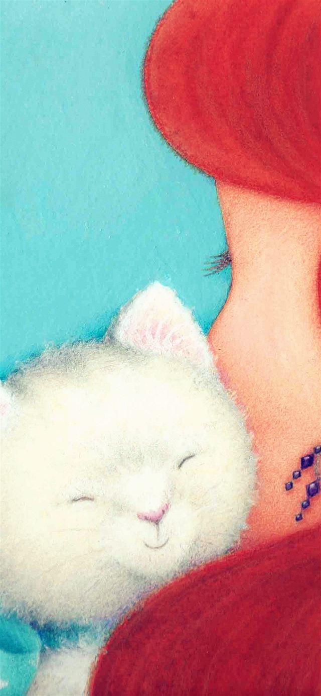 1125x2436 Cat art - cyan iPhone X Wallpaper