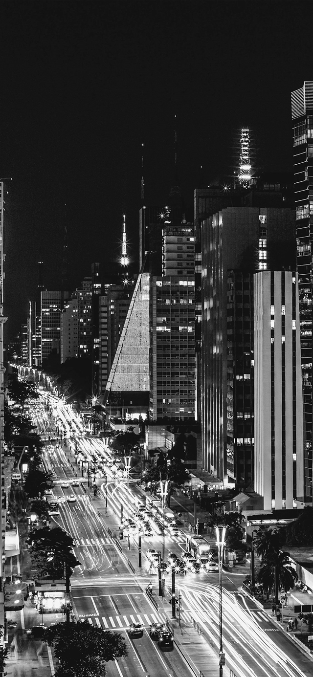 1125x2436 City night view urban street dark - night iPhone X Wallpaper