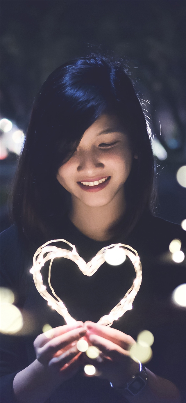 1125x2436 Love girl light dark night bokeh -  iPhone X Wallpaper
