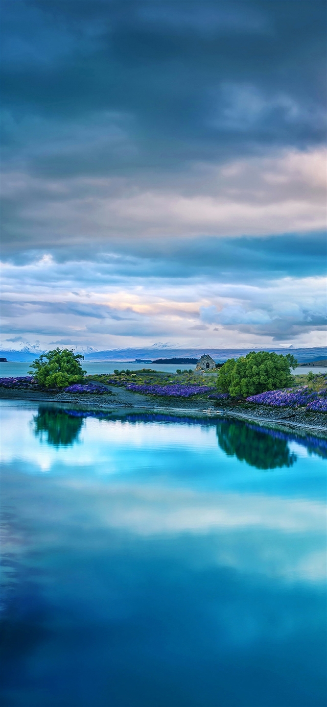 1125x2436 Flower island sea - cyan iPhone X Wallpaper