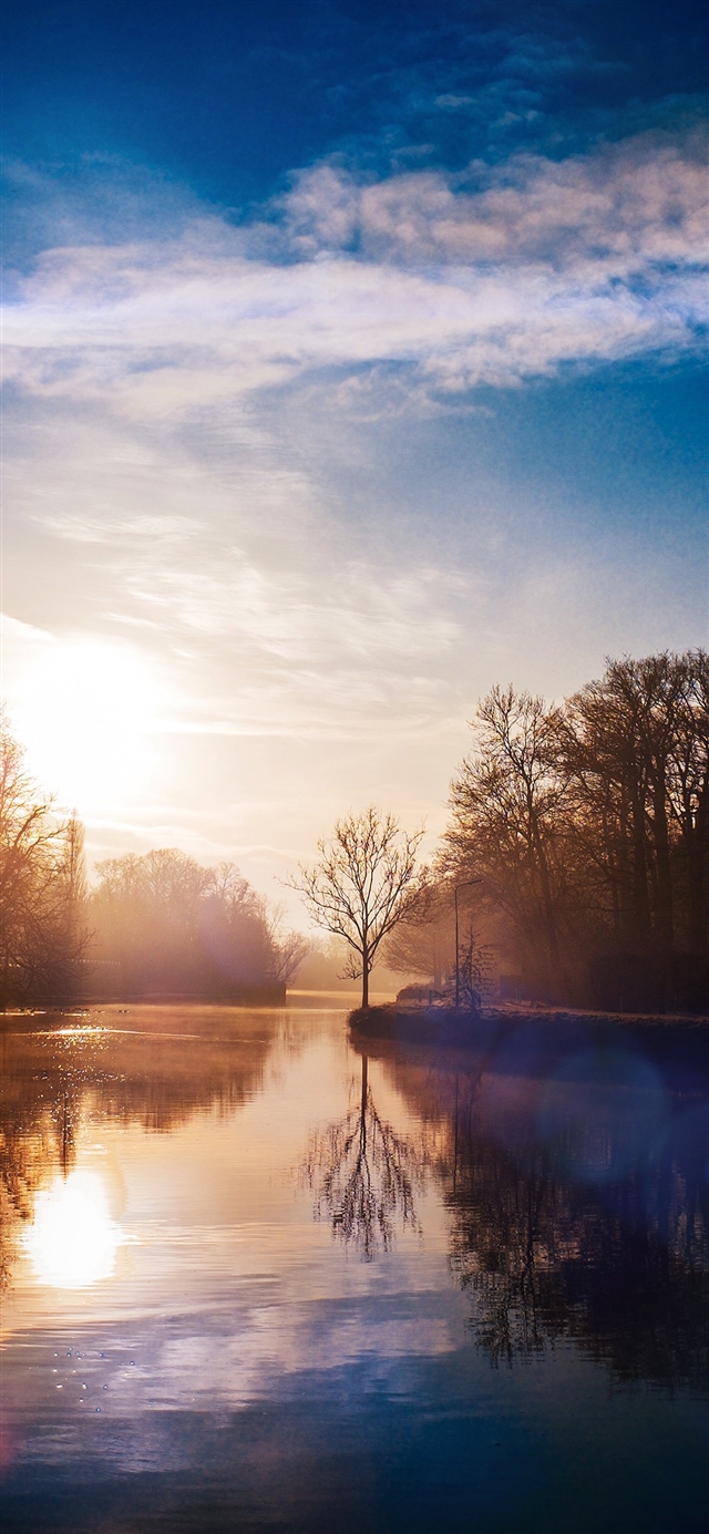 1125x2436 Lake calm tree mountain sunny day - calm iPhone X Wallpaper