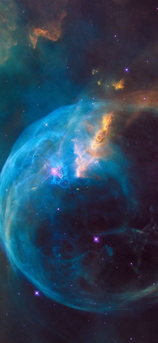 1125x2436 Space aurora nebula - orange iPhone X Wallpaper