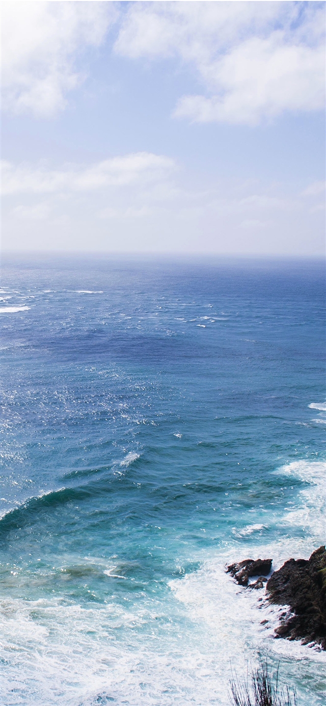 1125x2436 Sea blue wave ocean deep rock - cyan iPhone X Wallpaper