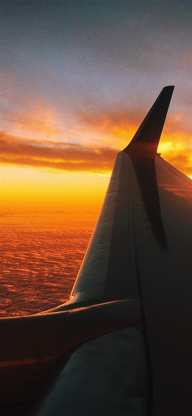 1125x2436 Fly travel sunset red air sky - yellow iPhone X Wallpaper