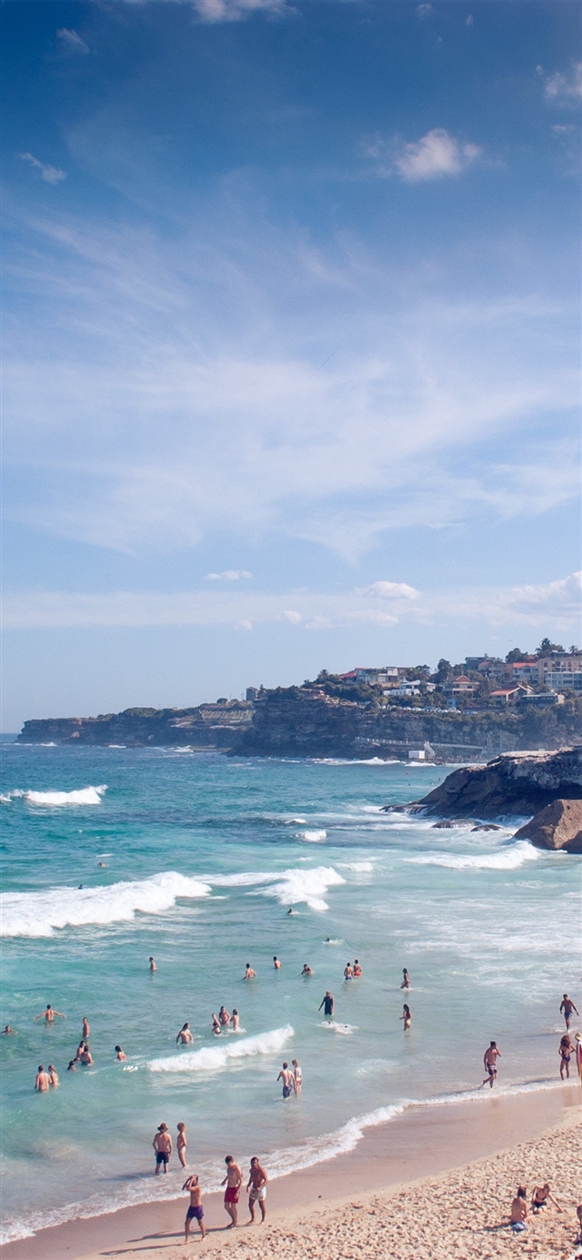 1125x2436 Sea beach sunny vacation - cyan iPhone X Wallpaper