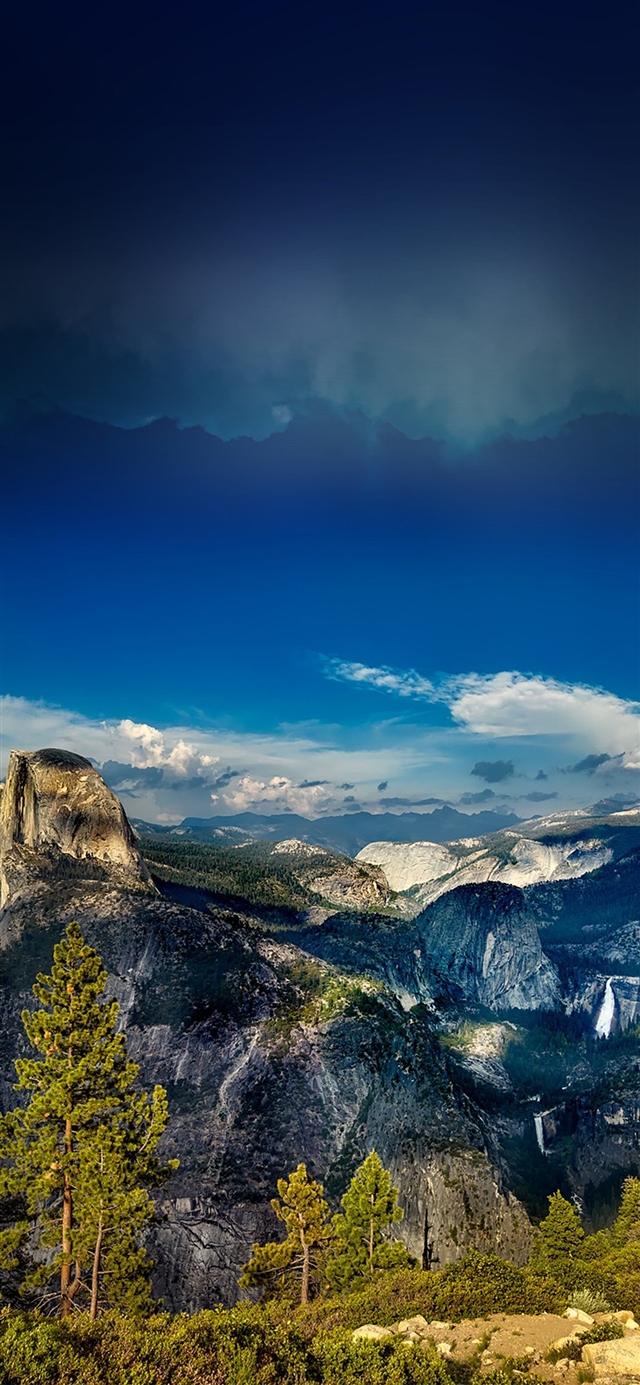 1125x2436 Mountain tree summer - cyan iPhone X Wallpaper