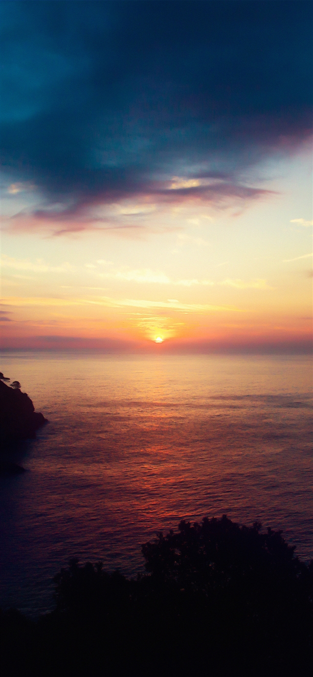 1125x2436 Sky sunset sea - orange iPhone X Wallpaper