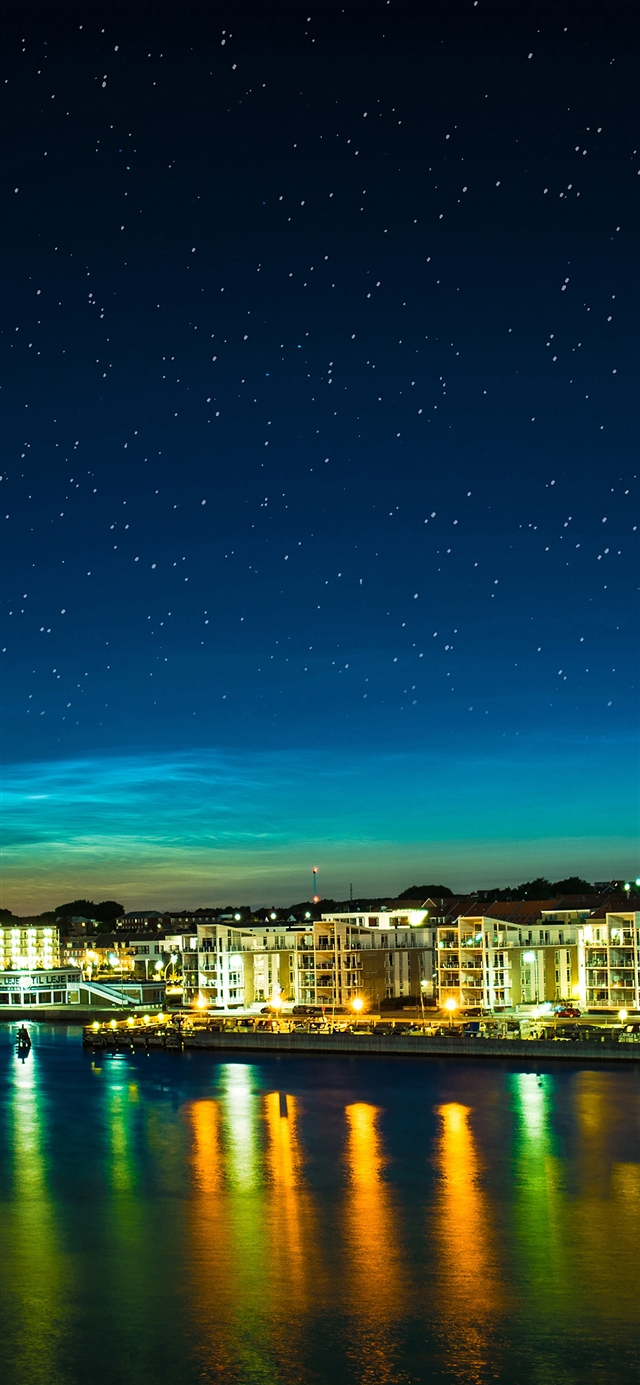 1125x2436 Night scene from sea cityscape - night iPhone X Wallpaper