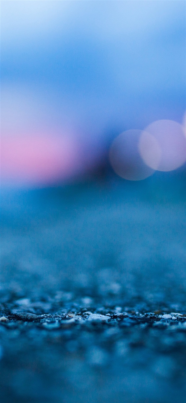 1125x2436 Bokeh street blue night - background iPhone X Wallpaper