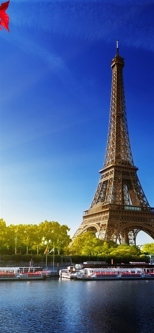 1125x2436 Sky blue Eiffel tower - cyan iPhone X Wallpaper