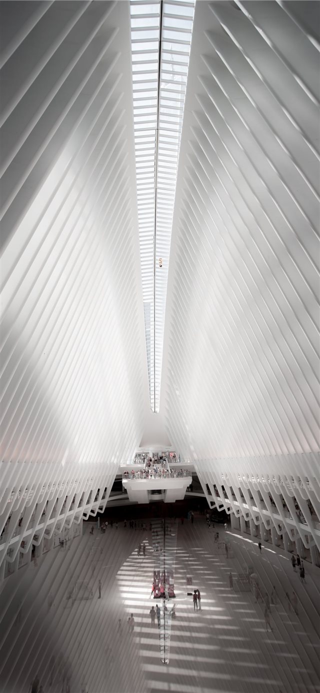 1125x2436 The Oculus  New York  United States - black and white iPhone X Wallpaper