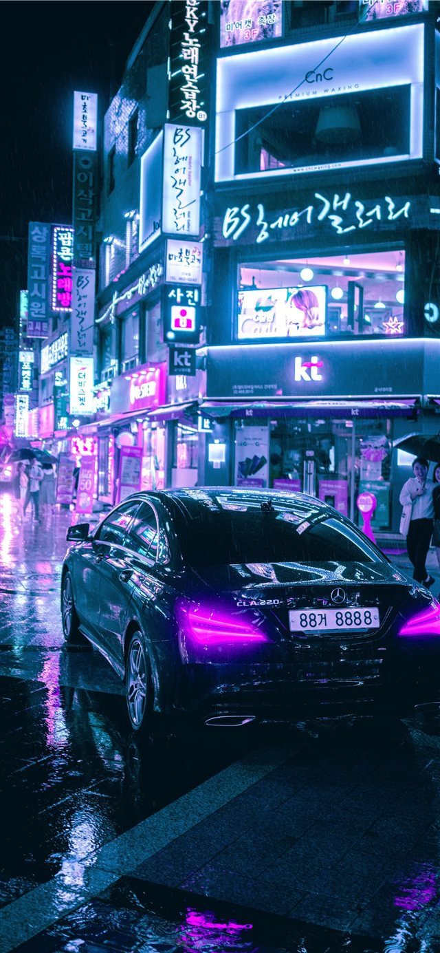1125x2436 Cyberpunk Seoul - night iPhone X Wallpaper