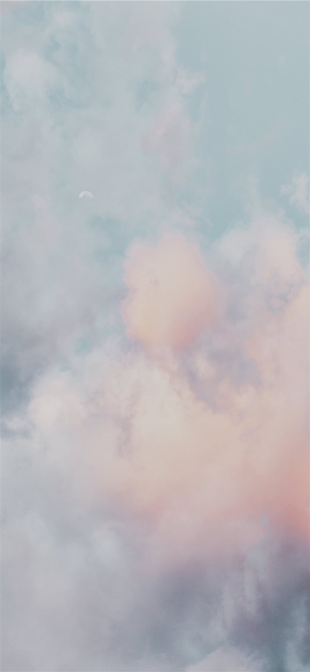 1125x2436 Clouds and moon - pastel iPhone X Wallpaper