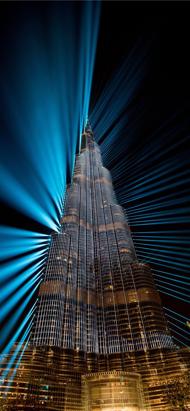 1125x2436 Burj Khalifa at night  Dubai - light iPhone X Wallpaper