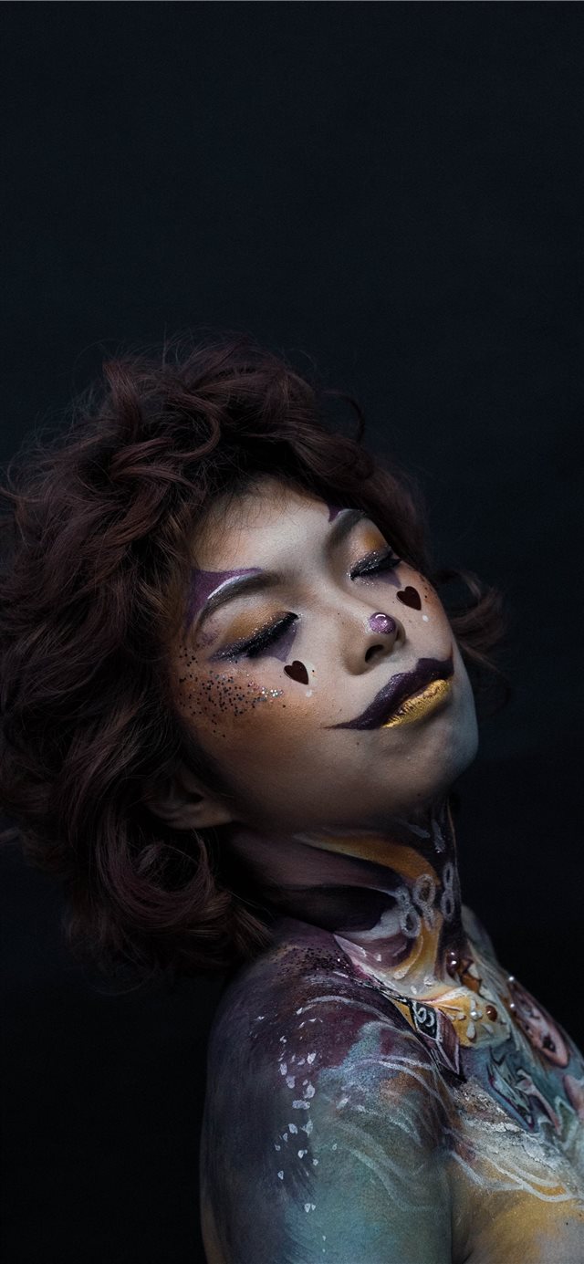 1125x2436 happy clown - body art iPhone X Wallpaper