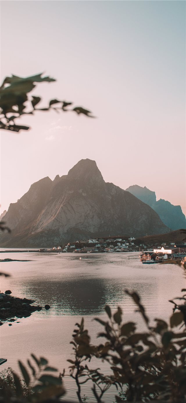 1125x2436 Reine forest - boat iPhone X Wallpaper