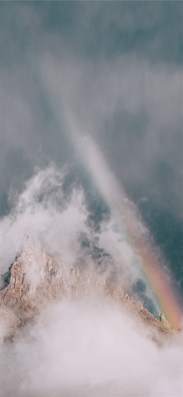 1125x2436 Rainbow over the summit - mobile wallpaper iPhone X Wallpaper