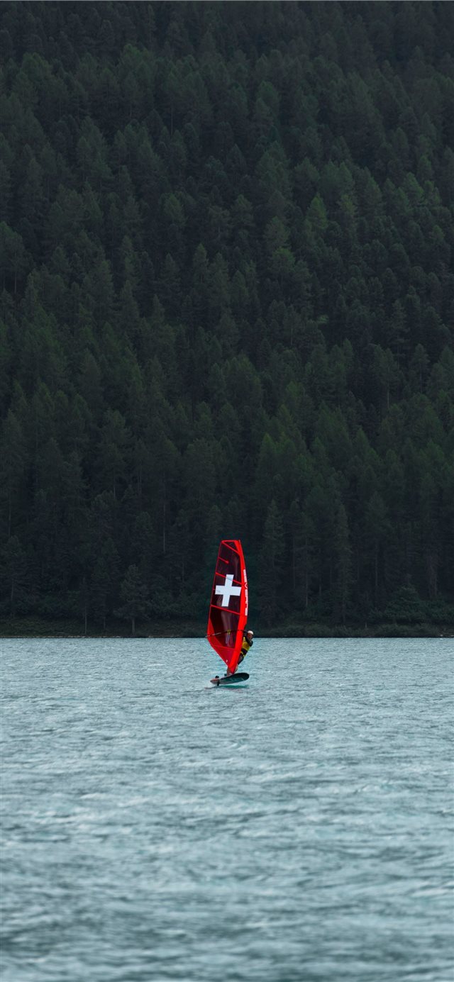 1125x2436 Lake Silvaplana  Switzerland - red iPhone X Wallpaper