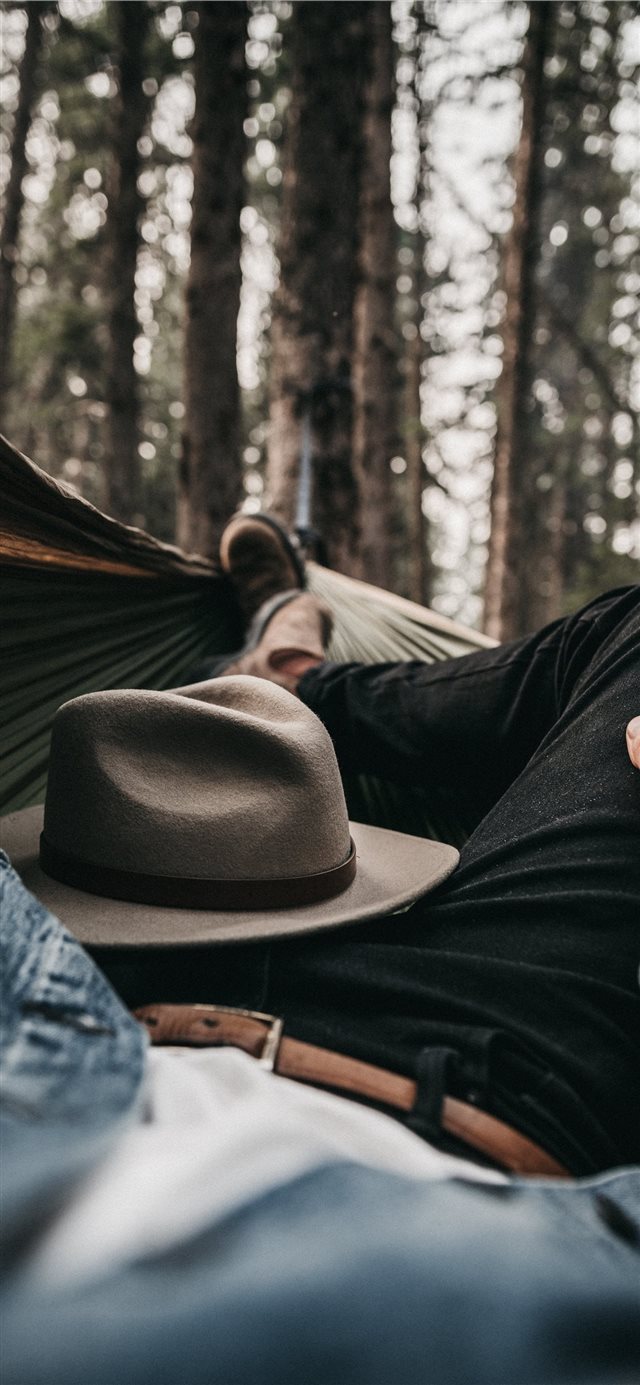 1125x2436 Campsite Hammock - pine tree iPhone X Wallpaper