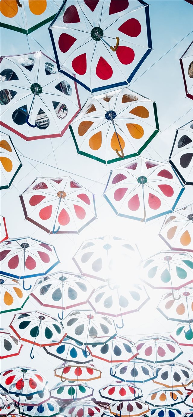 1125x2436 Summer Umbrellas - art iPhone X Wallpaper