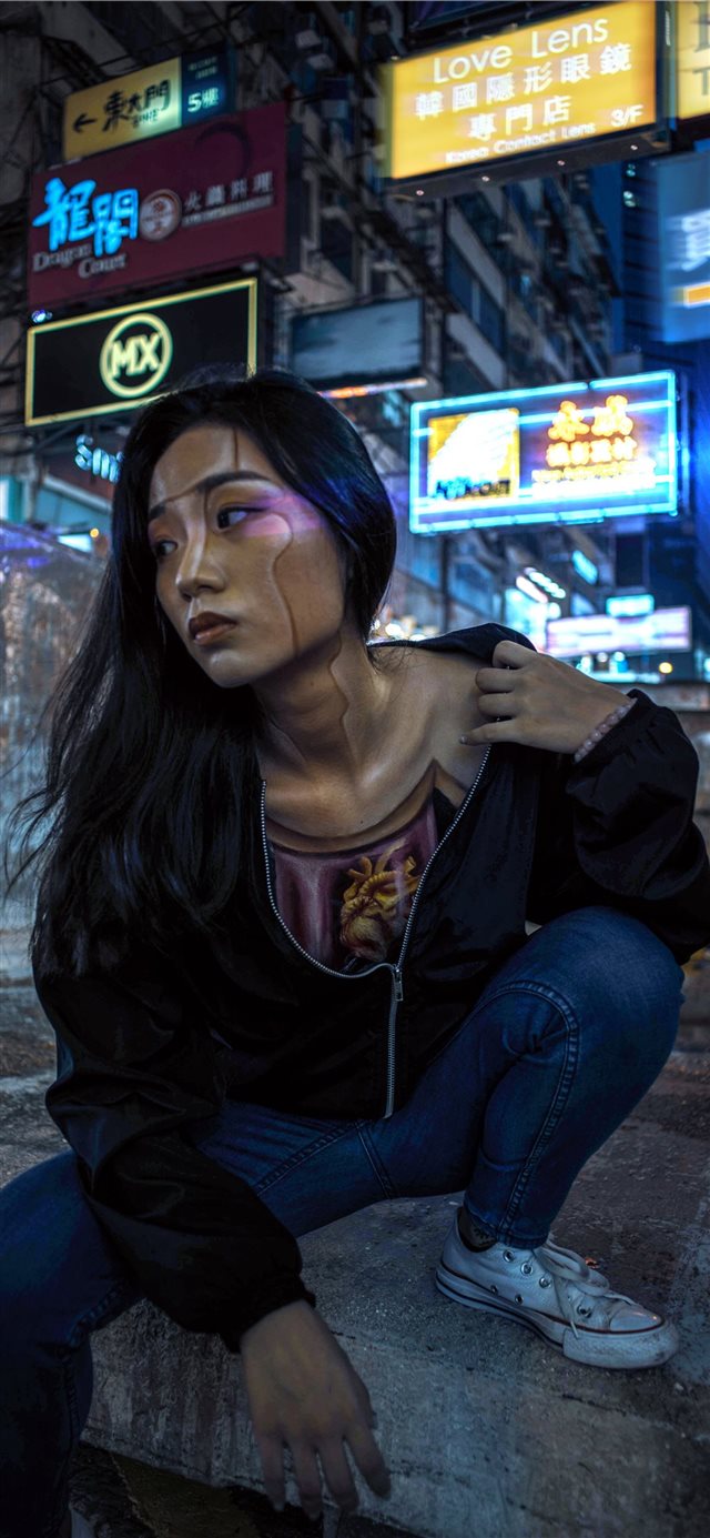 1125x2436 ghost in the shell - body art iPhone X Wallpaper