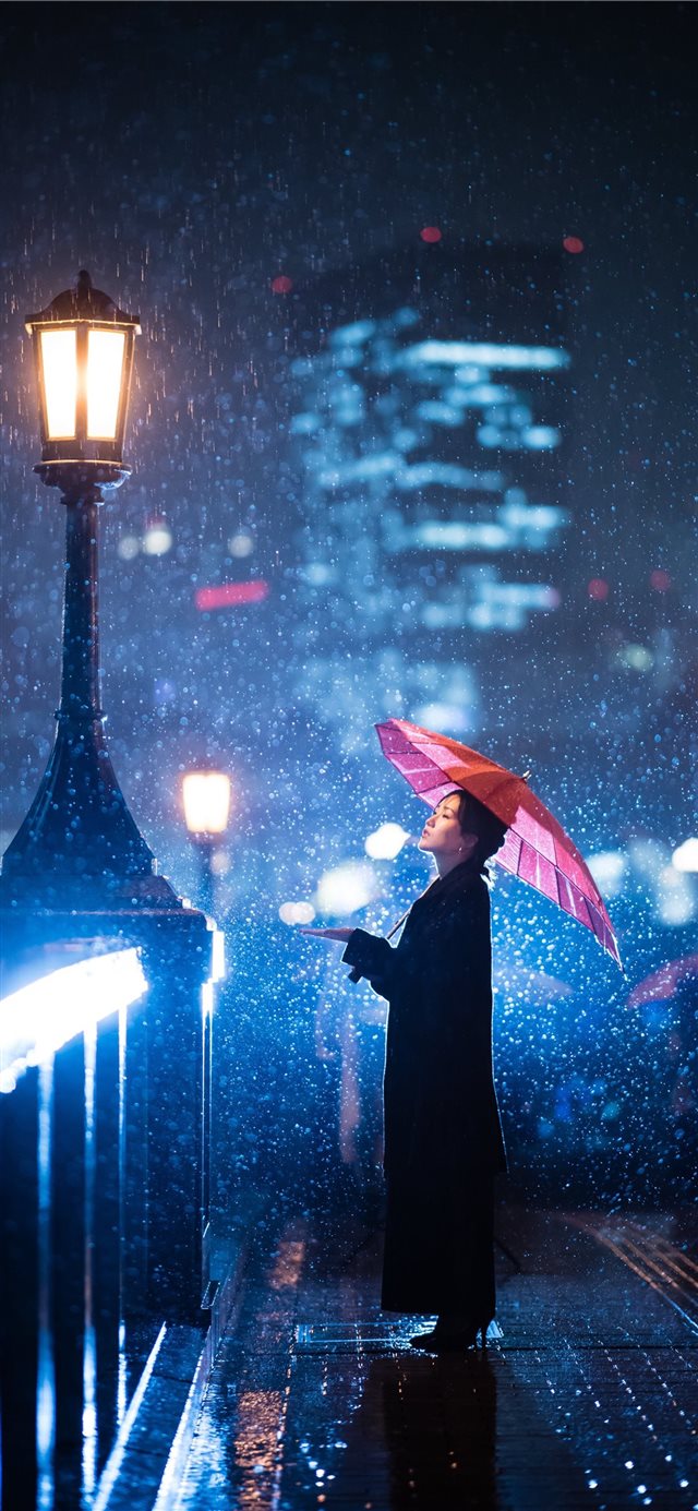 1125x2436 Rainy winter - night iPhone X Wallpaper