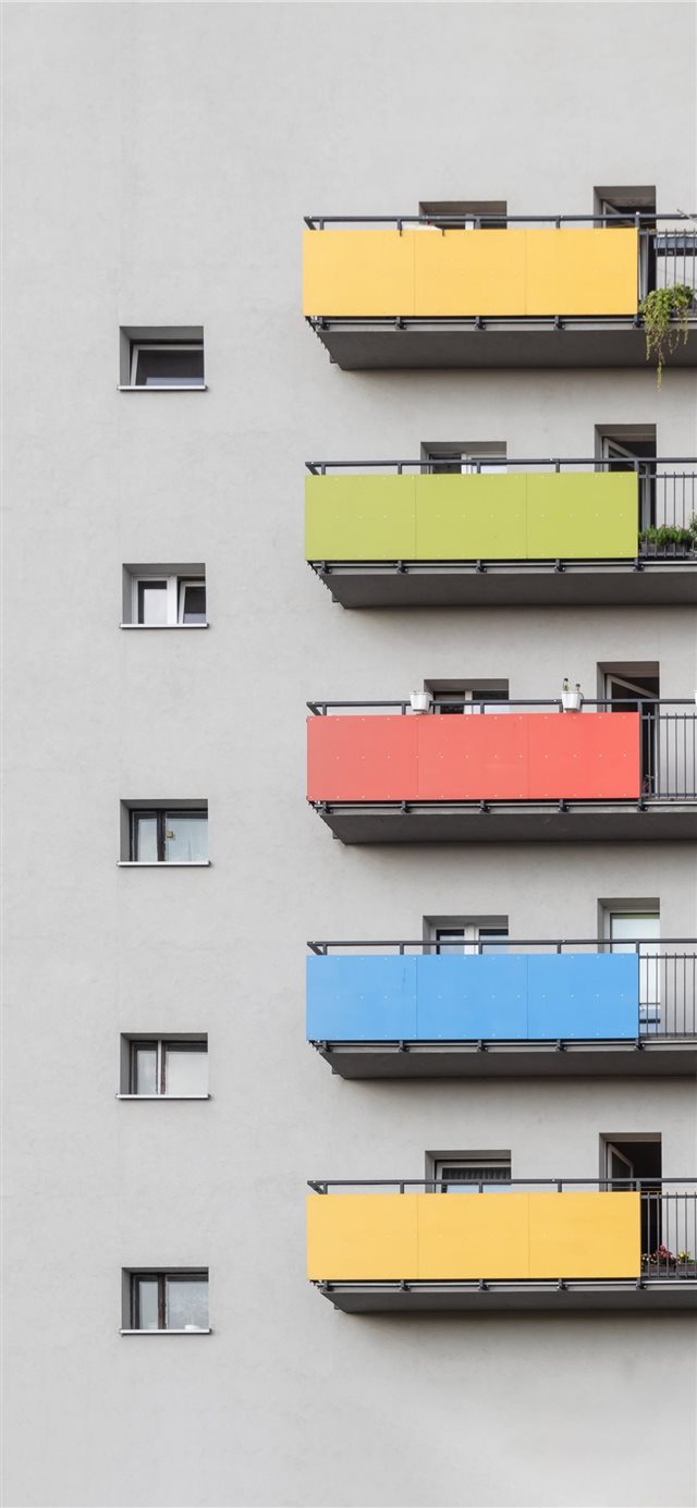 1125x2436 Colorful balconies - green iPhone X Wallpaper