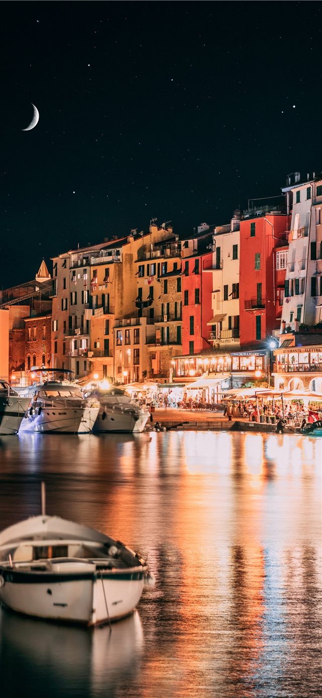 1125x2436 Italian riviera by night - italy iPhone X Wallpaper