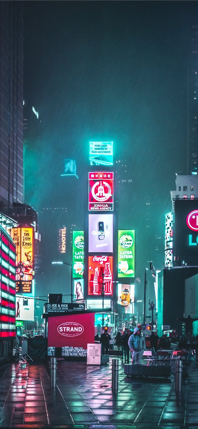 1125x2436 Neon Square  - new york iPhone X Wallpaper