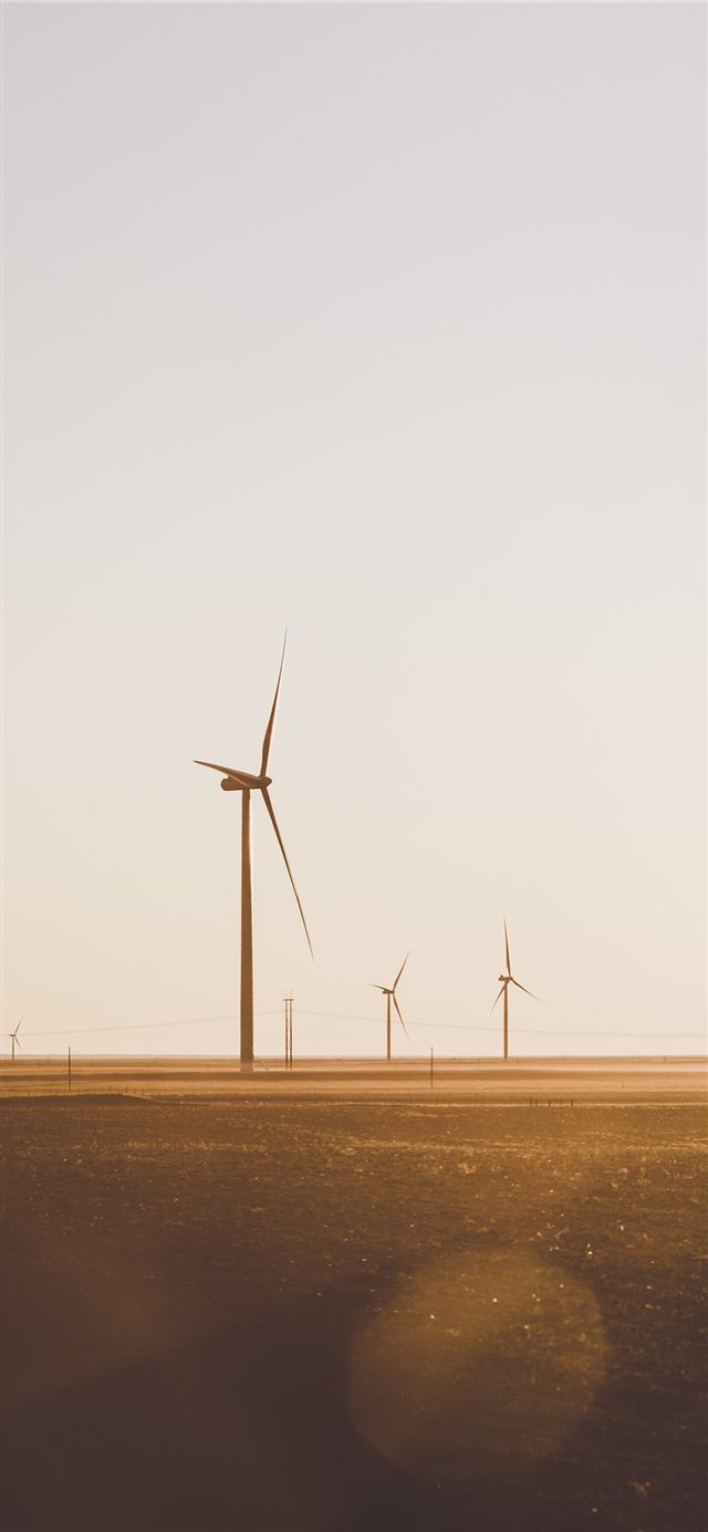 1125x2436 field of wind mill - midwest iPhone X Wallpaper