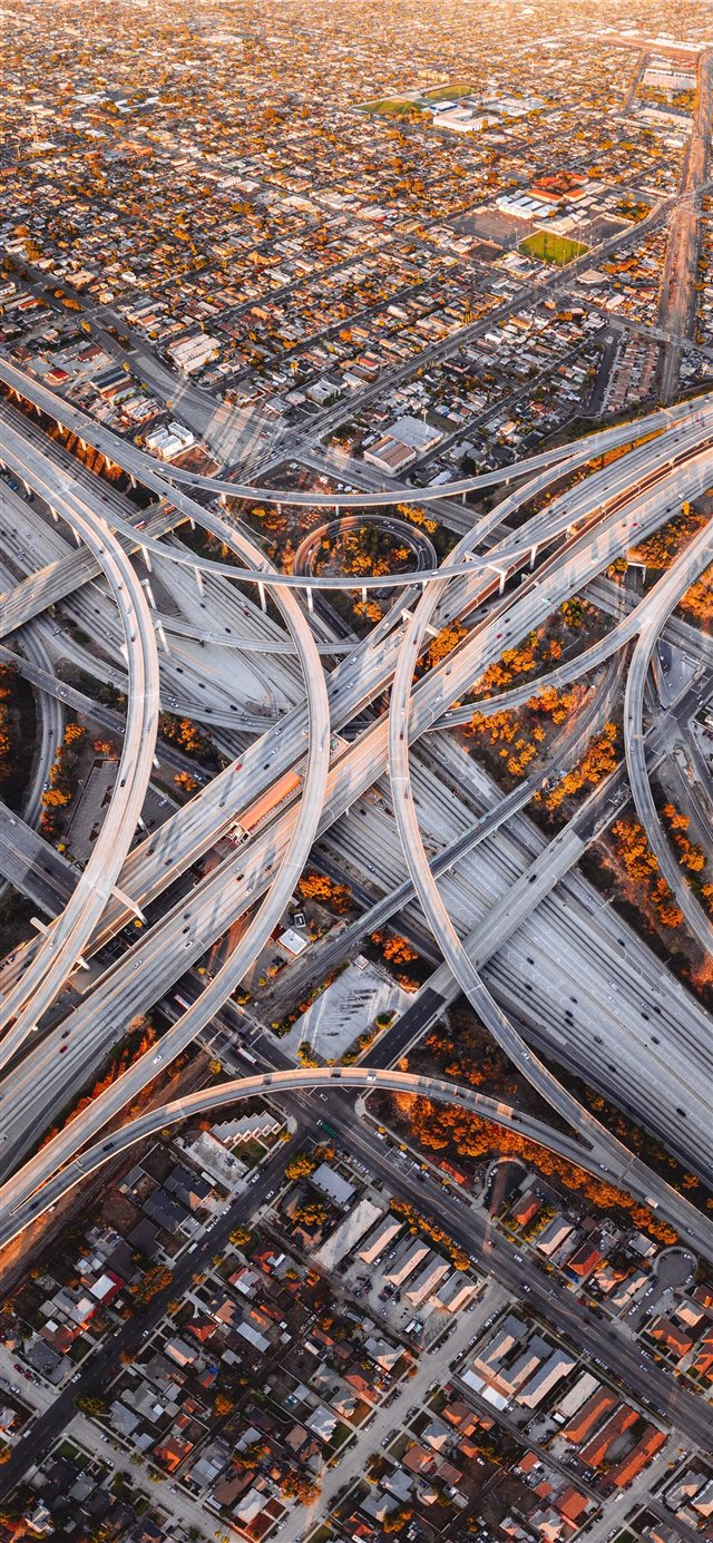 1125x2436 Judge Harry Pregerson Interchange - freeway iPhone X Wallpaper