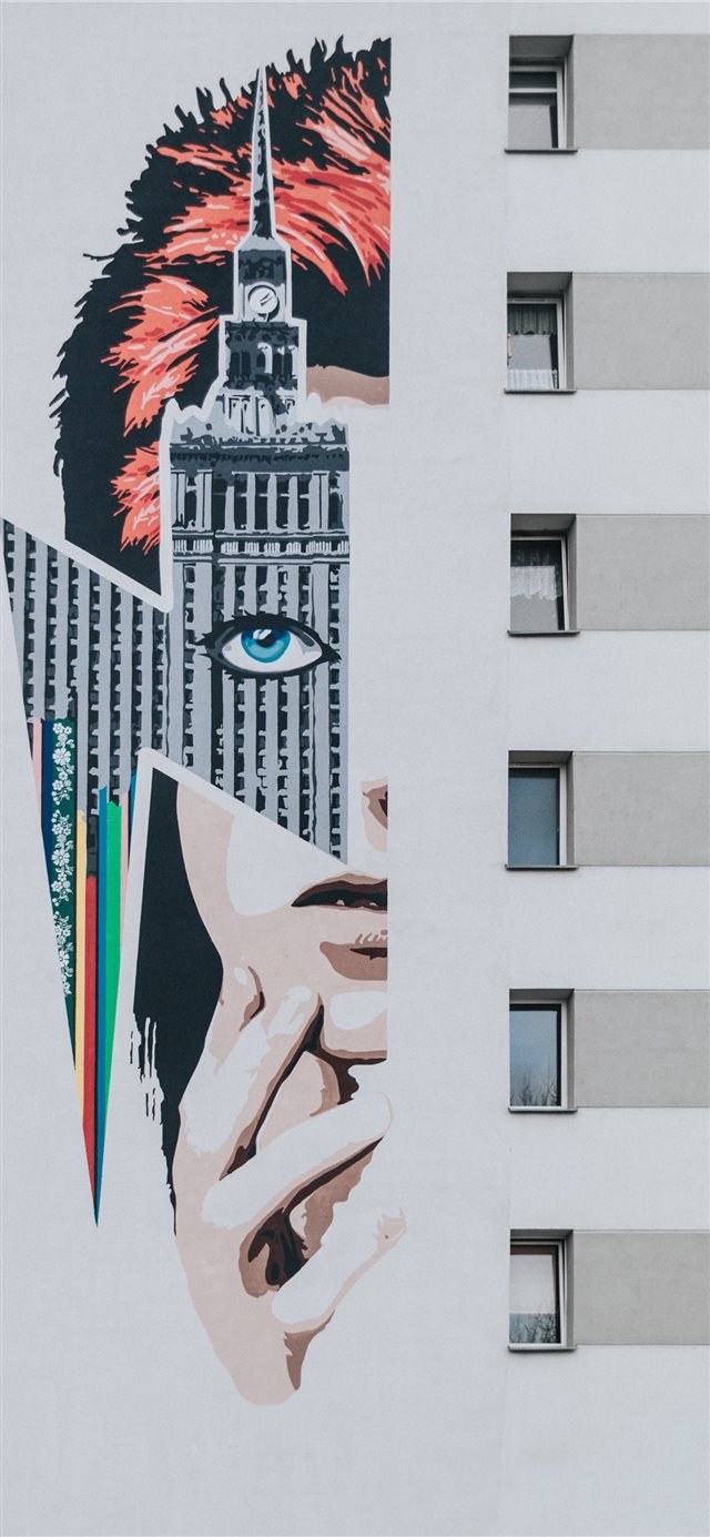 1125x2436 David Bowie graffiti - cartoon iPhone X Wallpaper