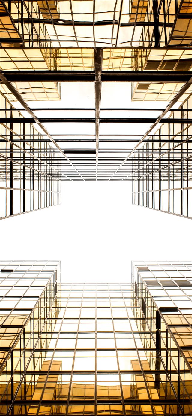 1125x2436 glass buildings during day - golden iPhone X Wallpaper