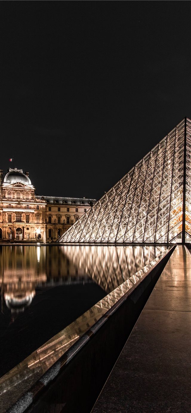 1125x2436 glass building during nighttime - france iPhone X Wallpaper