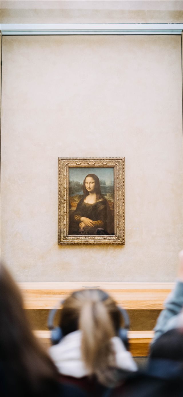 1125x2436 Mona Lisa amongst the crowd - france iPhone X Wallpaper