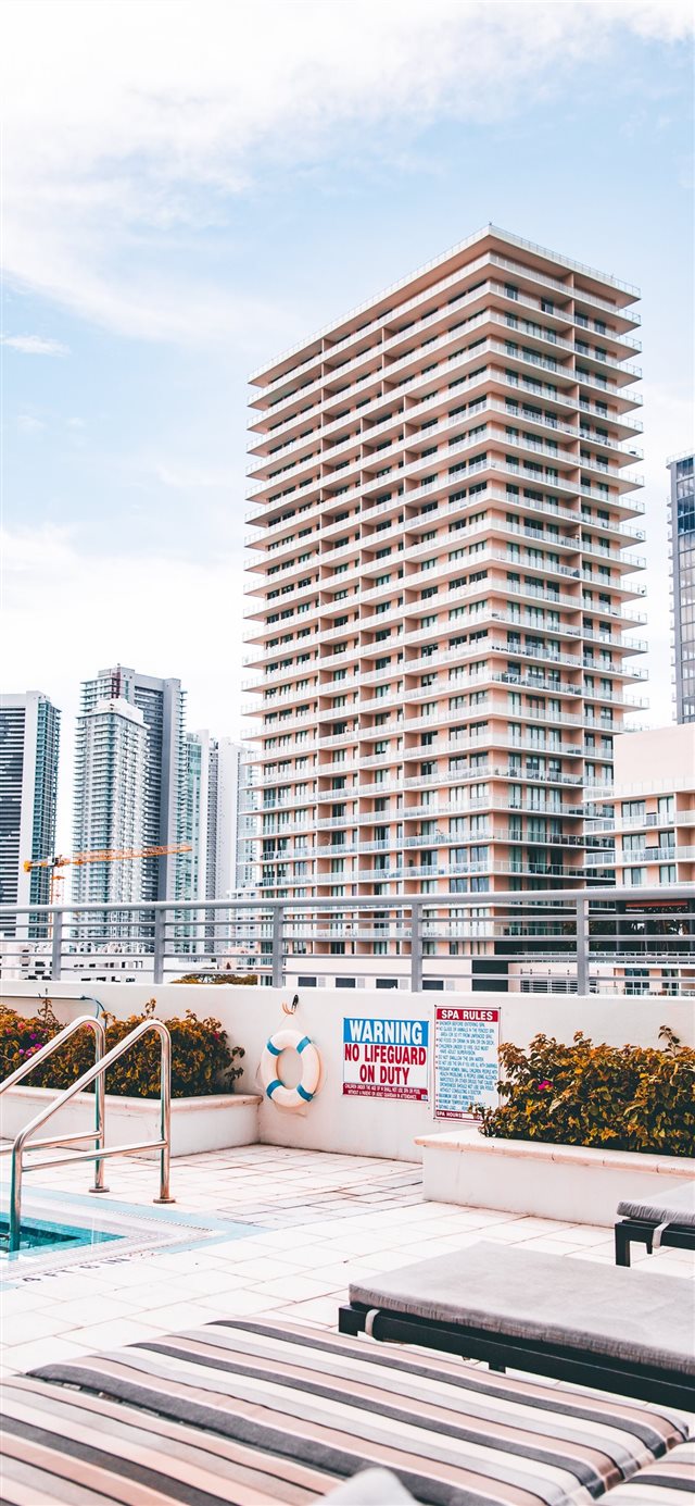 1125x2436 Downtown Miami from the pool side   Check out my I... - condo iPhone X Wallpaper
