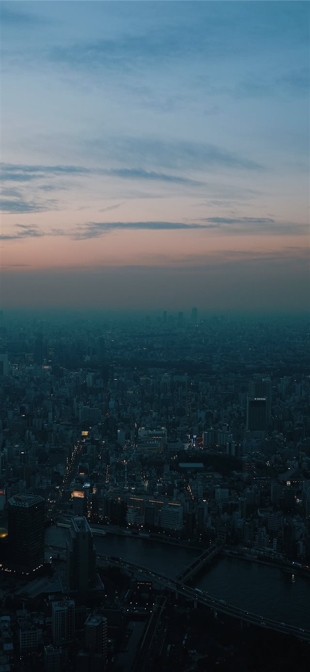 1125x2436 Sundown view on Tokyo city  looking from the Tokyo... - night iPhone X Wallpaper