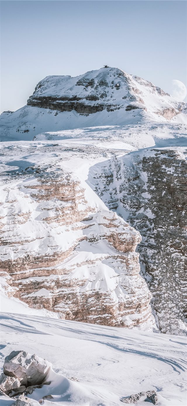 1125x2436 Moonset behind the Piz (peak) Boe  a known summit ... - sports iPhone X Wallpaper