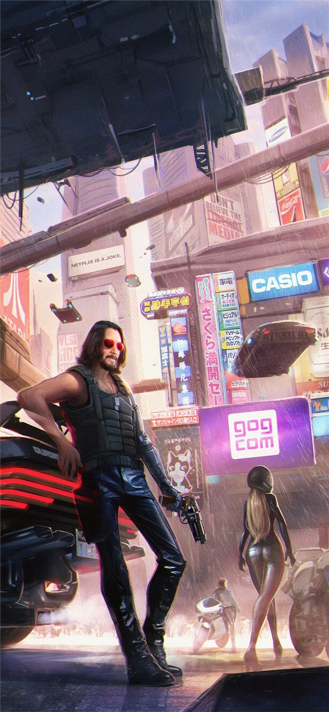 1125x2436 keanu reeves in cyberpunk 2077 4k - artstation iPhone X Wallpaper