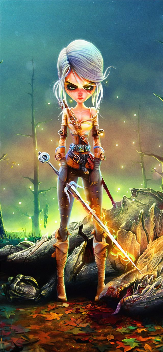 1125x2436 ciri witcher girl character art 4k - the witcher 3 iPhone X Wallpaper