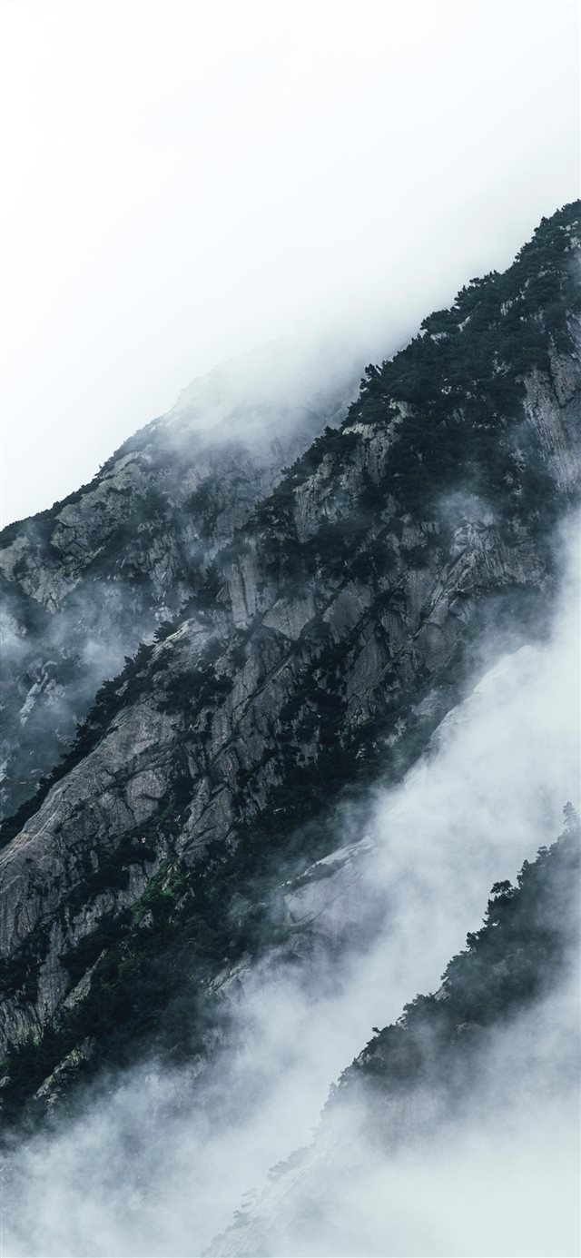 1125x2436 grayscale photo of mountain -  iPhone X Wallpaper