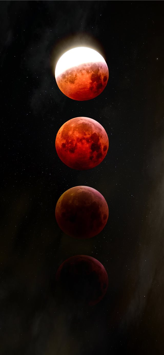 1125x2436 red full moon - eclipse iPhone X Wallpaper